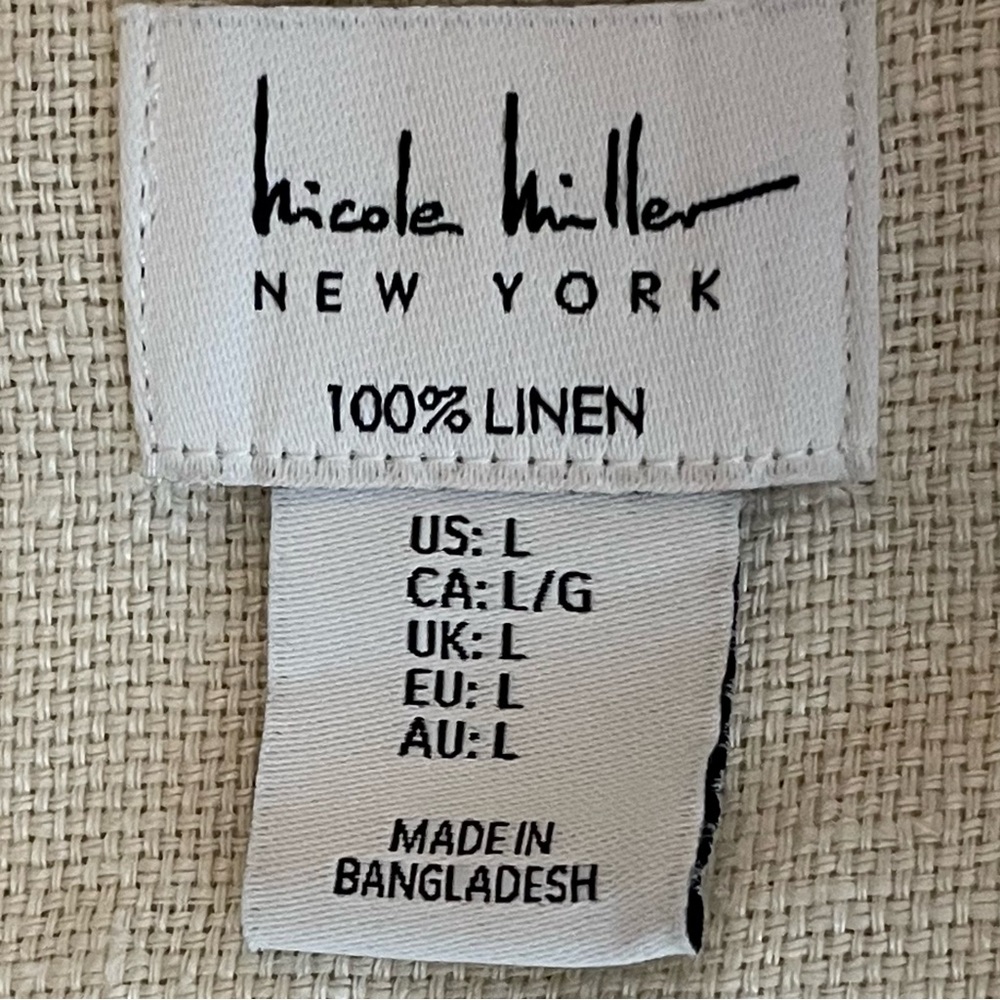 Anthropologie Nicole Miller Cream Safari Linen Jacket Size L - Picture 8 of 10